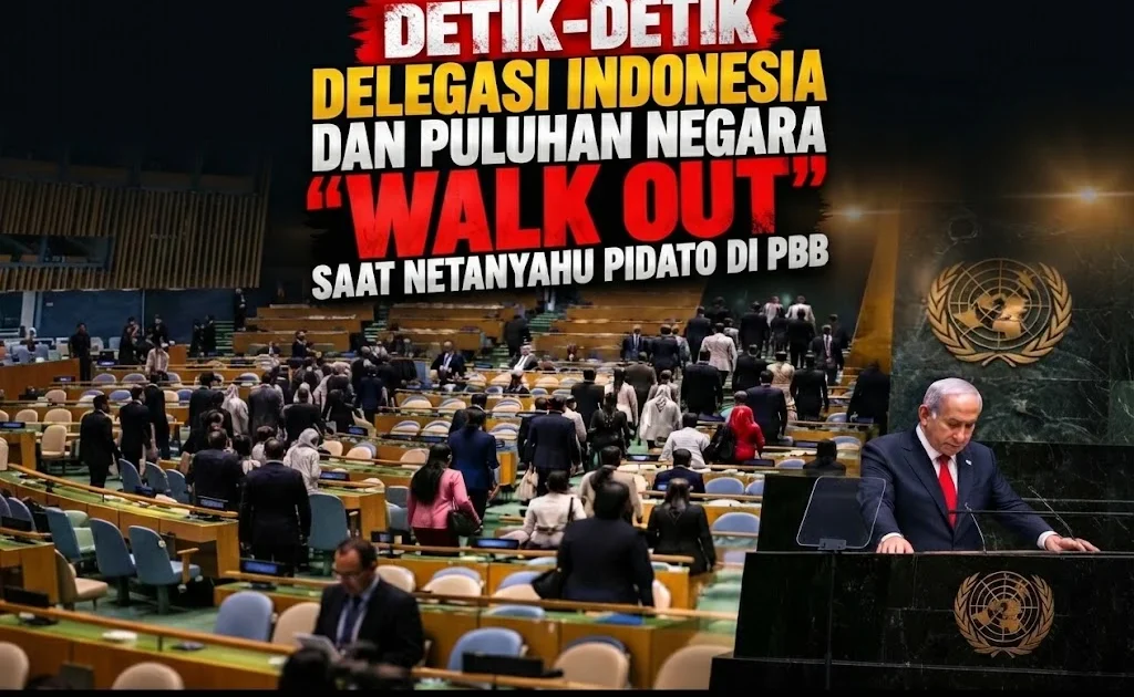 Detik-detik Delegasi Indonesia Walk Out Saat Netanyahu Naik Podium di PBB, Puluhan Negara Ikut Tinggalkan Ruangan